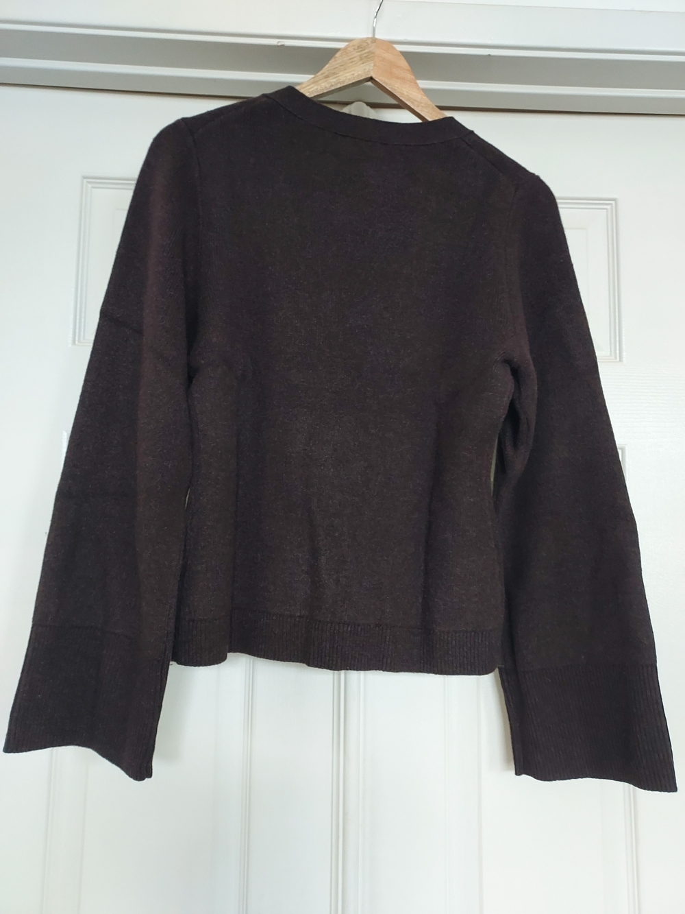 GAP Dark Brown V-Neck Button Cardigan, Wide Sleeves, S - Picture 4 of 10